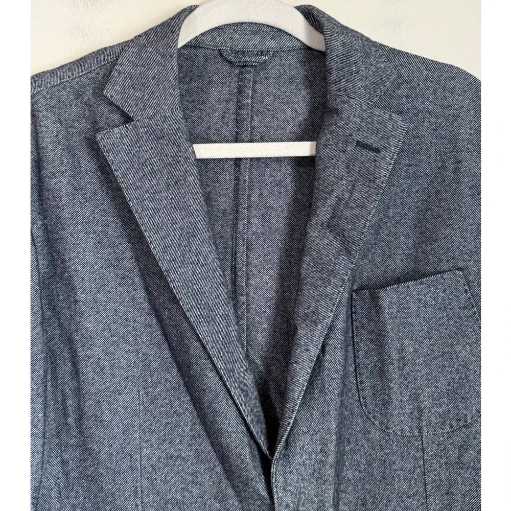 L.B.M. 1911 Blazer Mens 42R Blue Gray Wool Cotton Unstructured Sport Coat